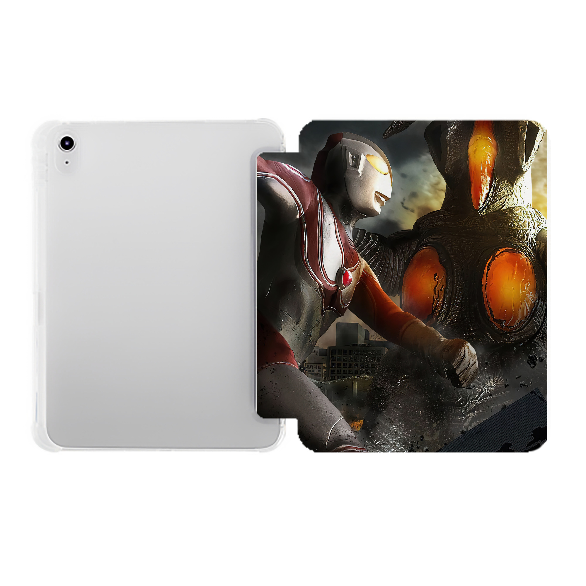 （画像用） ウルトラマン Ultraman IPad ケース ペン収納付き 三つ折りスタンド PUレザー×シリコン 対応機種9.5/10.5/10.9インチ